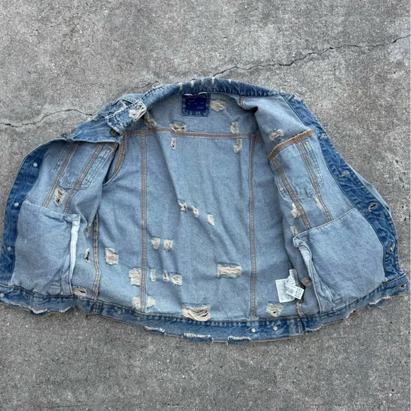 Zara Man “Do the right thing” Denim Jacket Mens L - Picture 6 of 13